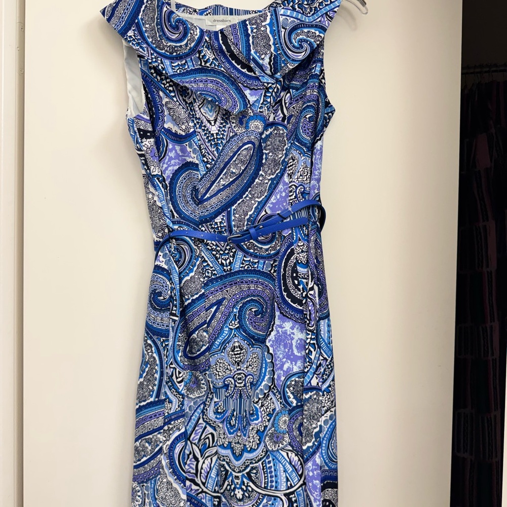 Dressbarn Blue Paisley Sheath Dress | Size 8 | NWT